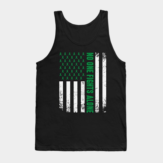 No One Fights Alone | Mental Health Awareness Flag | Green Ribbon Tank Top by GreenCraft